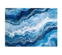 Light Dark Blue With White Marble Kitchen Glass Cutting Board Ocean Decorative Gift Marbled Granite Stone Rock Gift For Her Mom Wife (Marble)