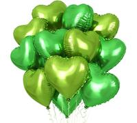 Light Dark Green Heart Balloons, 18 Inch 12 Pcs Fruit Emerald Green Heart Shape Mylar Foil Balloons for Valentines Day Wedding Anniversary Decorations