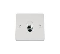 Light Dimmer Switch 1 Gang 2Way 10A -Push On Off 400W -Polished Chrome -Flat