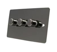 Light Dimmer Switch 3 Gang 400W - Polished Black Nickel Flat - 10 Amp 3 Gang 2 Way
