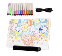 Light Drawing Board, Dry Erase Board, 12 Colors Pen Set with Bright Lights, Clear RGB Flat Reading Light Accessory, Drawing Boards with Easy Use, For Kids Children Holiday Home Office