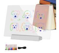 Light Drawing Board, Kids Art Tablet, Clear Dry Erase Writing and Coloring Board, 12 Color Pen Set, Night Display Flat for Painting, Doodle Homework School Home Holiday Fun