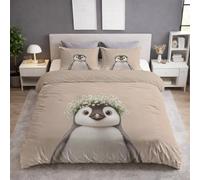 Light Duvet Cover Set 2 Pcs - Hotel quality Fade resistant Soft Bedding & Pillow Cases Easy Care Duvet Cover For Bedroom - Photorealistic Penguin Wedding Dress Baby'S Breath (135 x 200 + 1 x 50 x 80