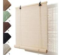 Light Filtering Bamboo Blinds, Roman Roller Privacy Shades for Indoor Windows & Outdoor Patios, UV Protection Natural Bamboo Roll-Up Window Blinds, Easy Install(Natural,90x90cm)