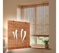 Light Filtering Bamboo Blinds, Waterproof Bamboo Roller Blinds, Retro Shading Sunshade Lifting Shutters, Breathable/Anti-UV, 50 70 90 110 130 140 150 Cm(W59xH102IN(150x260CM))