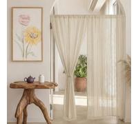 Light-Filtering Door Curtain,Linen Half Curtain with a Hollow-Out Design