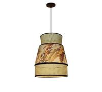 Light Fixture E27 Rattan Pendant Light,Creative Adjustable Height Asian,Wicker Craft Chandelier,Woven Pendant Lamp, for Kitchen Island Dining Room Living Room