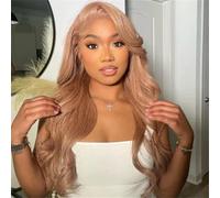 Light Flaxen Mixed Strawberry Blonde Wig Human Hair Body Wave 13x4 HD Ancora Dusky Rose Blonde Colored Lace Wigs 150% Density Light Flaxen Brown Mixed Pink Wig Pre Plucked Mini Knots for Women 28 Inch