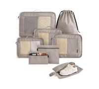 LIGHT FLIGHT 8pcs Packing Cubes, Travel Suitcases Organiser, Camel