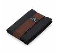 LIGHT FOLD Men's Ultra Thin RFID Wallet, Slim Tri-Fold Wallet with Elastic Band, Minimalist Front Pockets, Wallet Made of Water-Repellent Nylon, Card Holder for up to 12 Cards & Notes, brown, standard