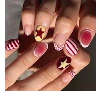 Light French Fake Nails Dots Stripes Star Art Elegant ABS False Nails For Daily Wear Special Occasions
