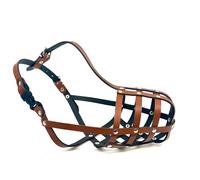 Light Genuine leather Dog Muzzle for English Bull Terrier and other similar snout (BT00, Brown Leather)