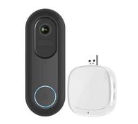 Light Glow 1080P Wired & Wireless Video Doorbell kit with 5200mah battery & USB foldable Chime in Black Light Glow Black