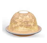 Light-Glow Floral Tealight Dome | Decorative LED Candle Holder | H8 x Ø12cm | Flameless Ambient Lighting for Home Décor | Multiple Designs (Poinsettia)
