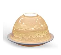 Light-Glow Mystical & Fanciful Porcelain Tealight Dome | Decorative LED Candle Holder | H8 x Ø12cm | Hand Finnished Ambient Lighting for Home Décor | Multiple Designs (Twinkling Star)