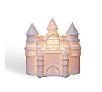 Light-Glow Porcelain Castle Night Light - Handcrafted with Perforated Design, Perfect for Kids’ Rooms and Home lighting, Safe Bedside Lamp