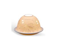 Light-Glow Porcelain Tealight Dome - Gift Message Collection, Handcrafted Lithophane Tea Light Holder, Multiple Sentiments Available (Thank you)