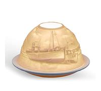 Light-Glow Porcelain Tealight Dome - Landmark & City Collection, Handcrafted Lithophane Tea Light Holder, Multiple Designs Available (Seaside)