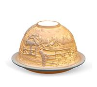 Light-Glow Porcelain Tealight Dome - Landmark & City Collection, Handcrafted Lithophane Tea Light Holder, Multiple Designs Available (Countryside)