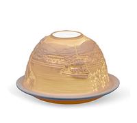 Light-Glow Porcelain Tealight Dome - Landmark & City Collection, Handcrafted Lithophane Tea Light Holder, Multiple Designs Available (Lake District)