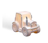 Light-Glow Porcelain Tractor Bedside Lamp for Kids - Handmade with Perforations for a Cozy Glow, Safe and Durable Night Light for Children’s Nursery or Bedroom