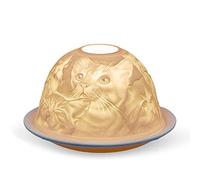 Light-Glow Tealight Candle Holder - Cats LD12008, White, Approx. H8 x Ø12cm or H3.2" x Ø4.7"