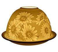 Light-Glow Tealight Candle Holder - Daisies LD90003, White, Approx. H8 x Ø12cm or H3.2" x Ø4.7"