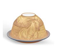 Light-Glow Tealight Candle Holder - Horses LD90050, White, Approx. H8 x Ø12cm or H3.2" x Ø4.7"
