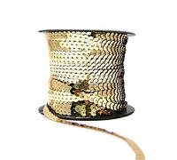 Light Gold 6mm Sequin Trimming Flat Round Strung Sequins String Costume Dressmaking Craft (5 Meters)
