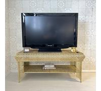 Light Gold Embossed Metal Coffee Table / TV Stand - Agadir Range Downton Interiors Gold Large