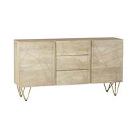 Light Gold Extra Large Sideboard 3 Drawers And 2 Doors - Solid Mango Wood - L40 x W160 x H85 cm Indian Hub Brown One Size