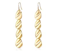 Light Gold Fiddle Leaf Lobe Earrings, Fashion Unique Tassel Drop Dangle Earrings Jewelry Gift For Women Girls