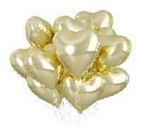 Light Gold Heart Balloons, 18 Inch Gold Heart Shape Balloon Foil, 10 Pcs Gold Heart Foil Balloons Love Balloon Helium for Valentines Day Birthday Wedding Bridal Baby Shower Decorations