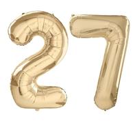 Light Gold Number Balloons 40 Inch White Gold 27 Number Balloon 27th Birthday Foil Balloons Champagne Gold Balloon Birthday Wedding Party digital Decorations (Number 27 or 72)