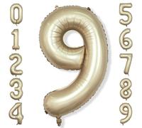 Light Gold Purple Number 9 Balloon, 40 Inch Metallic Gold Foil Number Balloons Set 0-9 for Boys Men, Globos de Numero 9 Helium Balloon for 9th Age Girls Birthday Anniversary Party Decorations Supplies