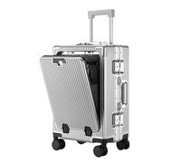 Light Gray 20in Hard Shell Luggage Suitcase with Wheels Expandable CarryOn USB Charging Port Large Checked Bag for Business Travel & Vacation