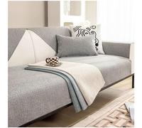 Light Gray 3-Seater Sofa Cover with Armrests Non-Slip Couch Protector Cotton Linen Fabric Cat Scratch Resistant L-Shaped Sofa Cushion Cover 90x180cm