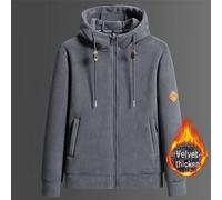 (light gray, 3XL) "Men's and Women's Warm Polar Fleece Jacket - Thick, Velvet-Lined for Outdoor Sports in Autumn and Winter"