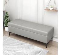 Light Gray Bench 120x40x42cm Solid Wood & Iron Legs Upholstered Design 220 lbs Capacity Stylish rage & Seating Solution for Living Room & Bedroom