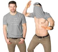 (Light gray Black, 2XL) Mens Ask Me About My Ninja Disguise Flip T Shirt Funny Costume Graphic Humor Tee ,100% New