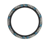 Light Gray Cat Printed Steering Wheel Cover Elastic Stretch Car Wheel Wrap Breathable Non-Slip Steering Wheel Protector for Car Truck SUV
