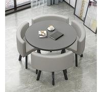 Light Gray Reception Room Table and Chair Set - Round Conference & Dining Table Combination for Club, Lounge, and Negotiation Spaces - Stylish & Modern Design
