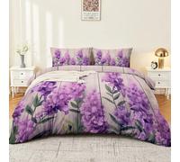 Light Gray Reversible Durable Duvet Cover - Retro Lilac Wood Planks Printed Easy Care Bedding 3 Piece Set, Super King Size Soft Lightweight Quilt Cover Set with Zipper
