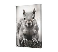 Light Gray Squirrel Canvas Print Wall Art Poster Framed Canvas Photo Arts for Bedroom Wall Decorations Modern Artwork Painting Wall Pictures Ready To Hang Home Decor 12x18 in