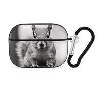Light Gray Squirrel Case Cover with Keychain Shockproof Hard Shell Protective Case for 2nd/1st Generation Case for Women Men Bluetooth Earbuds Case