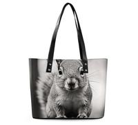 Light Gray Squirrel Leather Tote Bag for Women Work Shoulder Purses with Zipper Waterproof Large Computer Shoulder Bag Fashion Ladies Shoulder Handbag Reusable Shopping Bags
