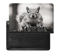 Light Gray Squirrel Passport Holder PU Leather Passport Wallet Cute Passport Cover Case Portable Credit Card Organizer Beautiful Travel Document Organizer for Women Men