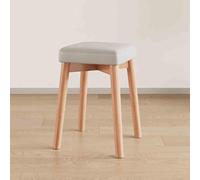 Light Gray Stackable Wooden Stools 45cm Padded Square Ottomans with Non-Slip Feet Portable Dining Chairs for Home Office School Kitchen - Space-Saving Design