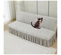Light Gray Stretchable Futon Couch Cover Full Size Slipcover with Ruff Skirt Washable Furniture Protector Elastic BottomFits 190210cm Sofas