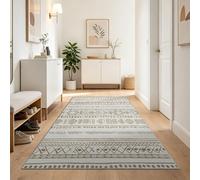 Light Gray Tradition Runner Rug 60x180 cm, Tribal Runes Rhombus Triangles Pattern Non Slip Washable Kitchen Runner Ultra Thin Carpets, Tradition-Theme Rug for Hallway Entryway Kitchen Laundry Room